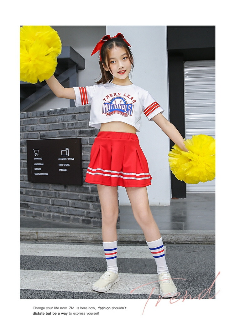 楽天市場】チアガール衣装 キッズ チアリーダー 衣装 セットアップ