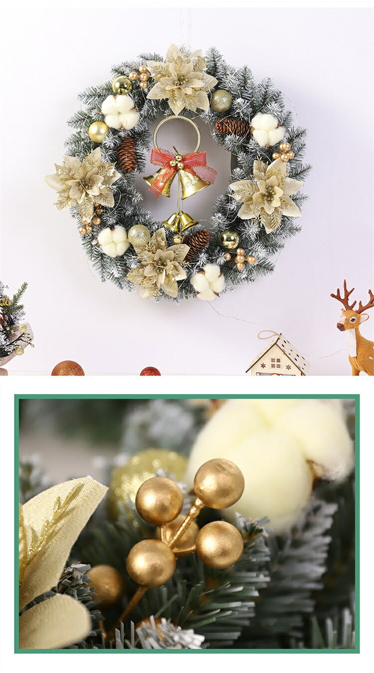 楽天市場】クリスマスリース ledライト付き 40cm 50cm 60cm クリスマス