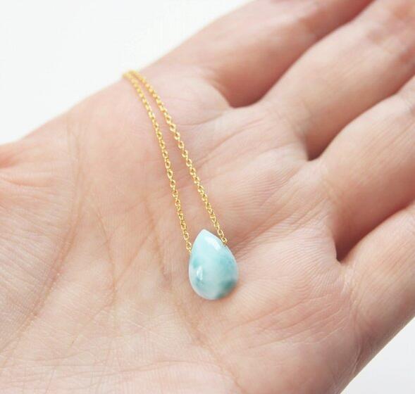 楽天市場】ラリマー 一粒 ネックレス（ペアシェイプ 通しネックレス