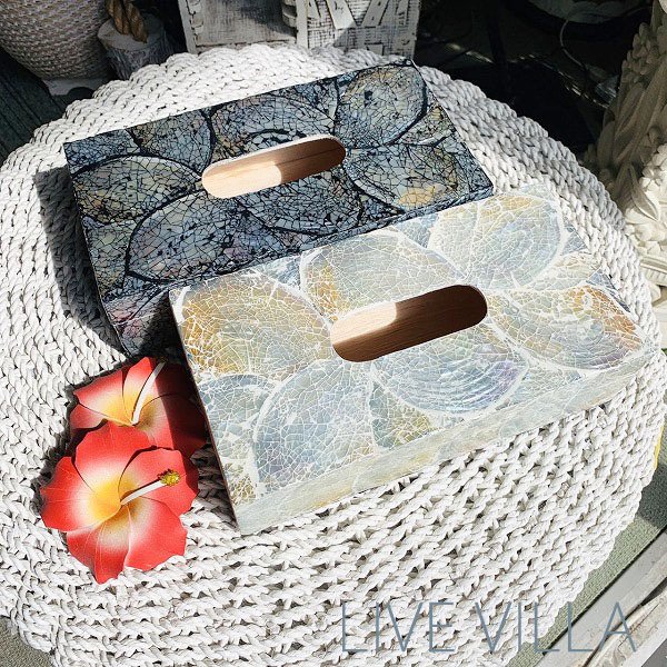 楽天市場】ティッシュボックス BOX 箱 ケース 蝶貝 貝 白 黒 シェル
