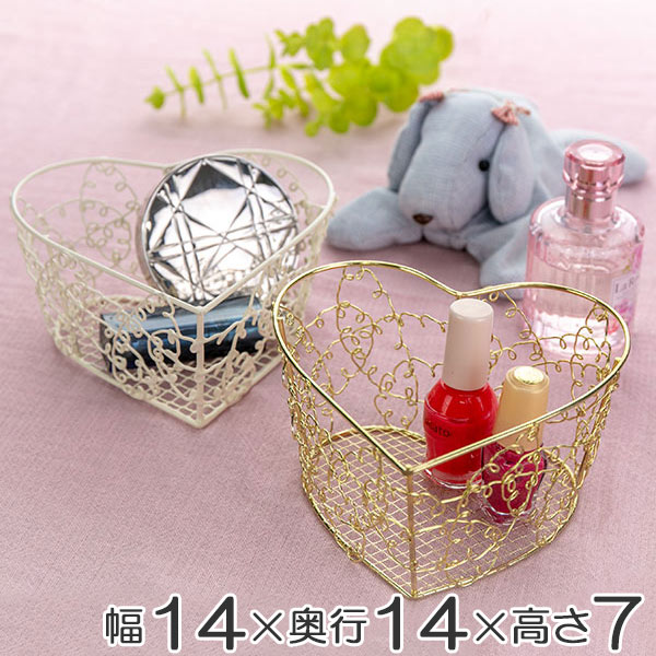 楽天市場】バスケット ハート型 小物入れ 約 幅14×奥行14×高さ7cm