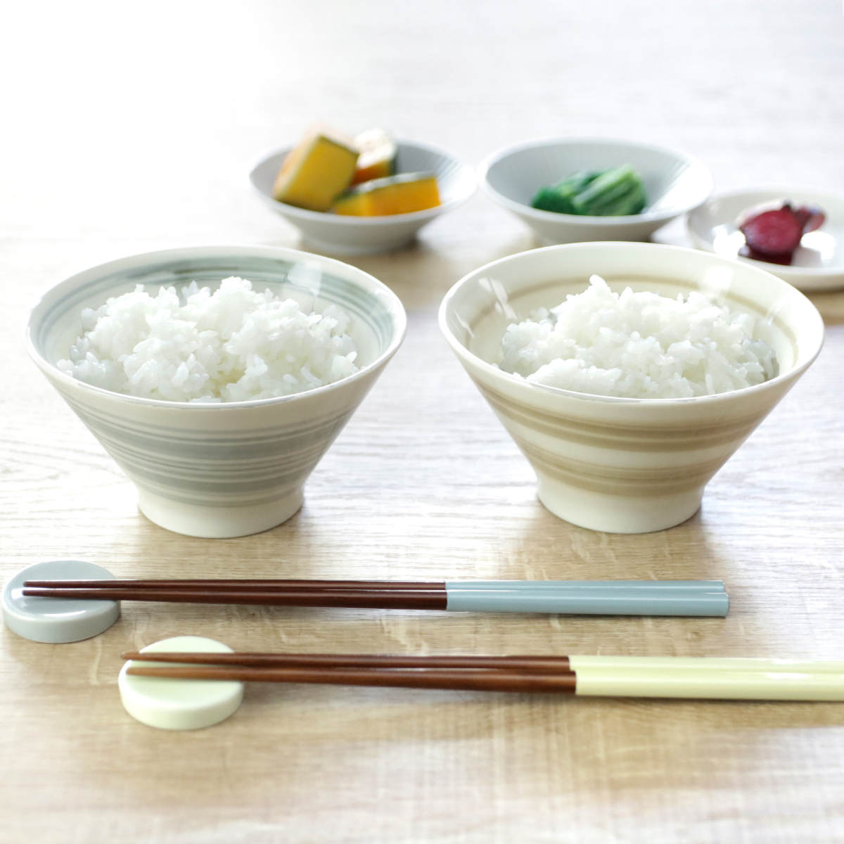 楽天市場】茶碗 箸 箸置き ペアセット スピラル 磁器 木製 （ 食洗機