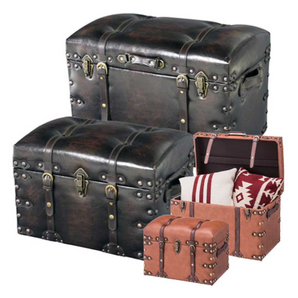 楽天市場】収納スツール 大小2個セット 宝箱 レザー調 （ 送料無料