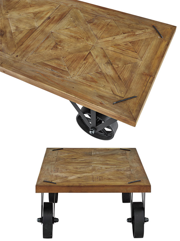 楽天市場】ローテーブル トロリーテーブル 車輪付 天然木 組木風 幅