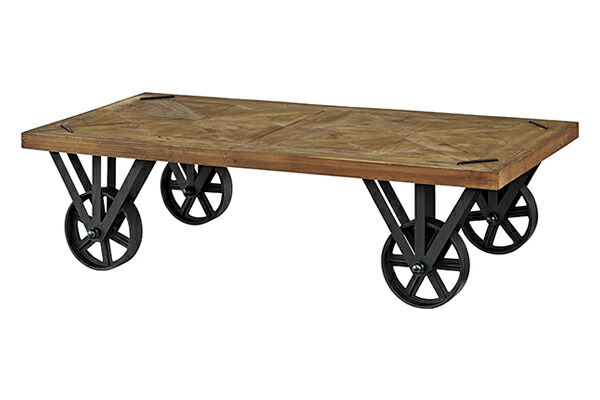 楽天市場】ローテーブル トロリーテーブル 車輪付 天然木 組木風 幅