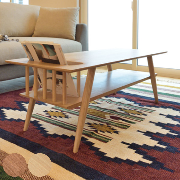 天然木 ローテーブル 引き出し付 マガジンラック カントリー