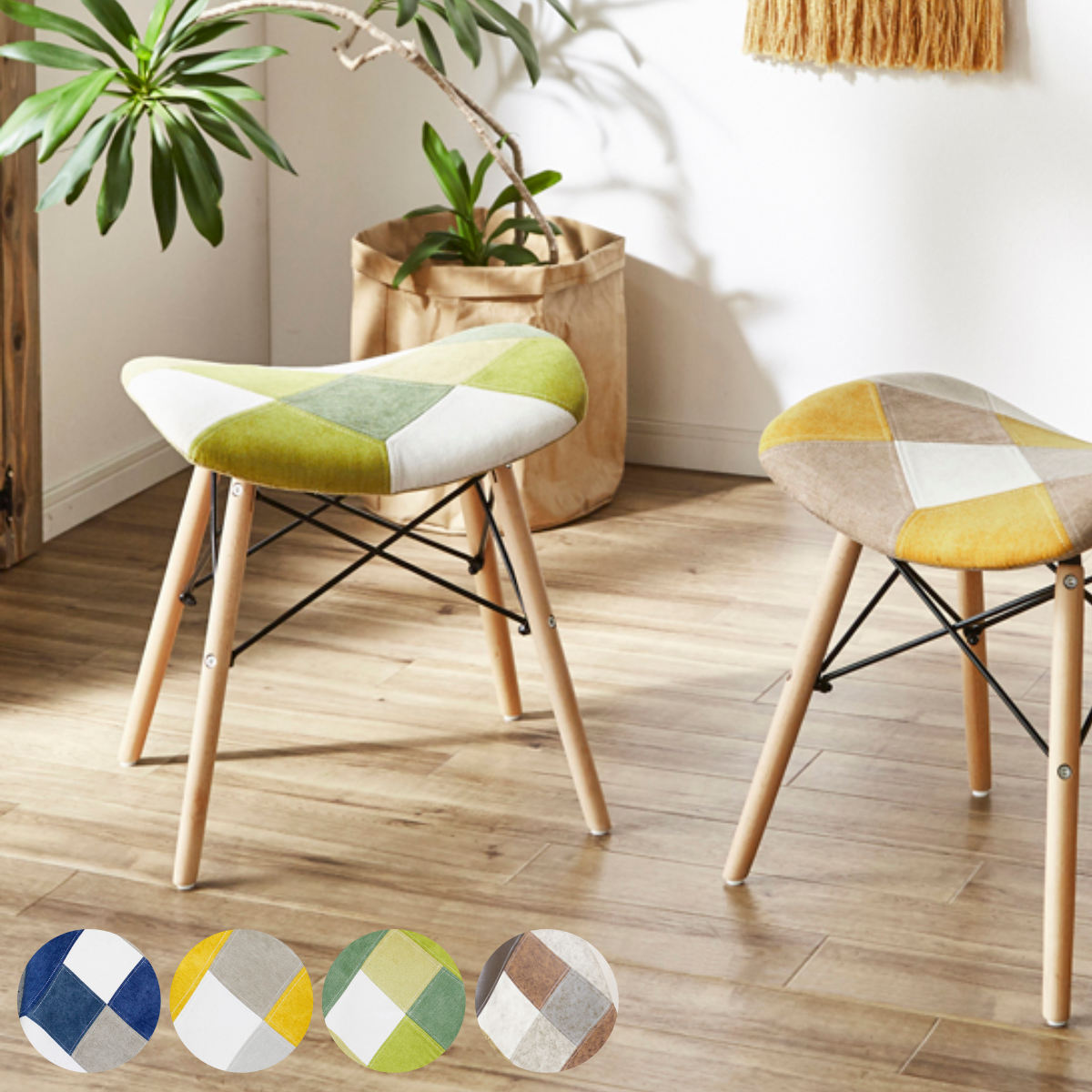 楽天市場】スツール 高さ45cm パッチワーク 木製 （ 送料無料 チェア