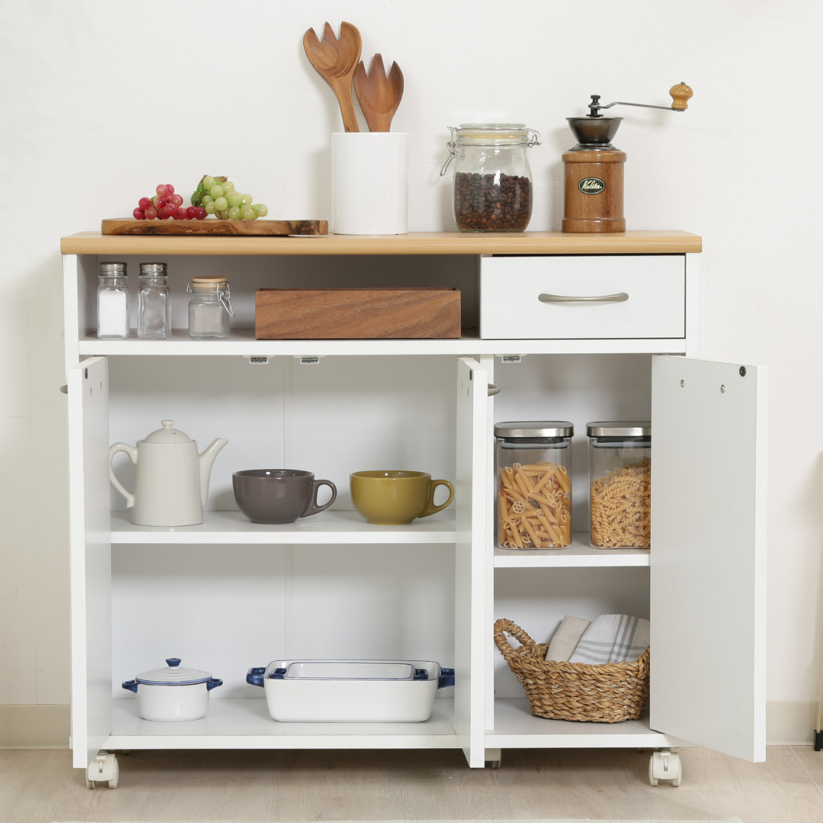 楽天市場】キッチンカウンター 幅80cm 高さ70cm 北欧風 キャスター付