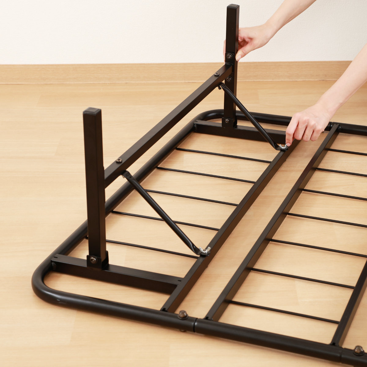 楽天市場】パイプベッド シングル スチール 折りたたみ 工具不要