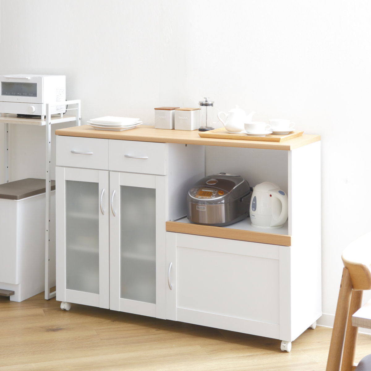 楽天市場】キッチンカウンター 幅120cm フレンチカントリー調 スライド