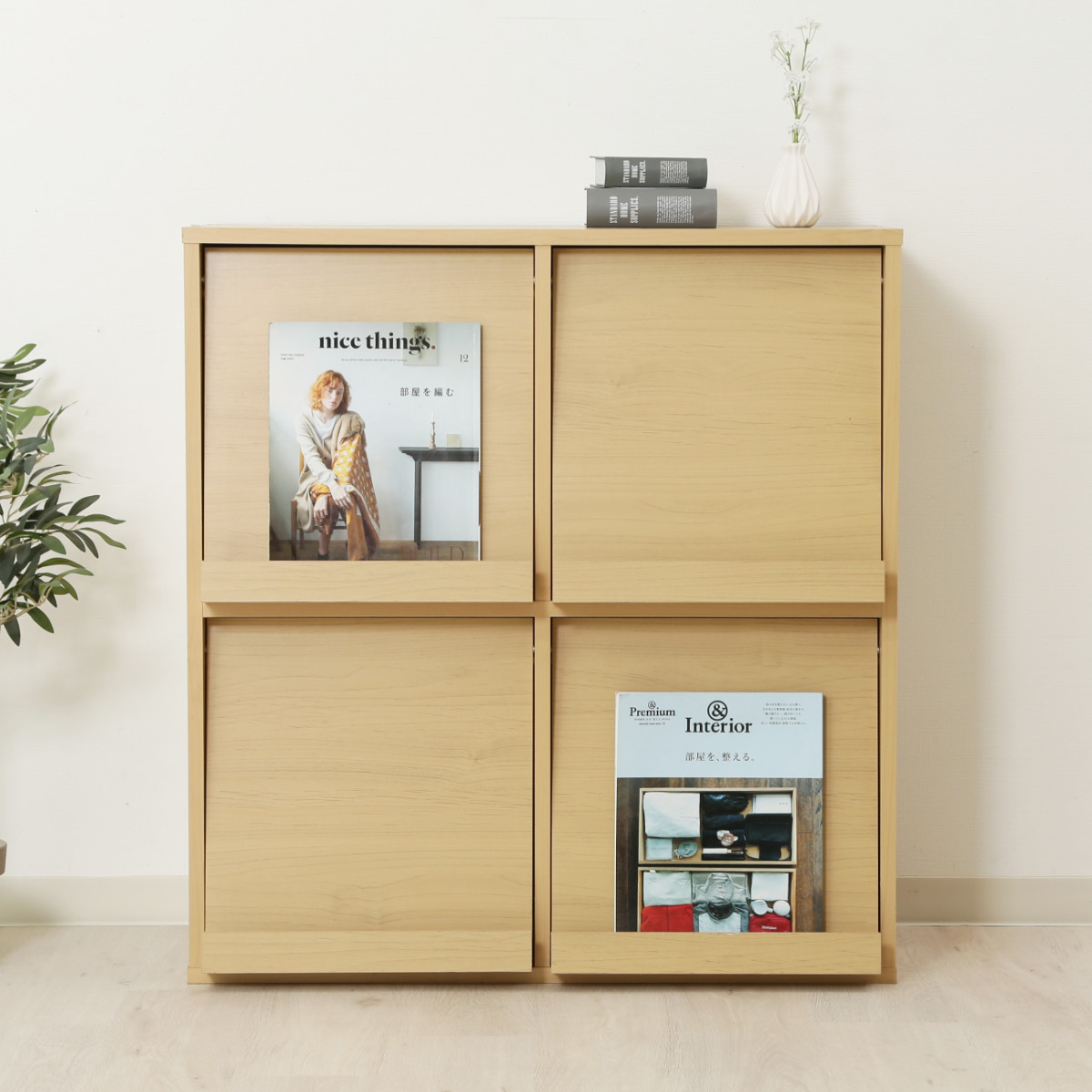 楽天市場】ディスプレイラック 幅80cm 4マス 2列2段 フラップ扉