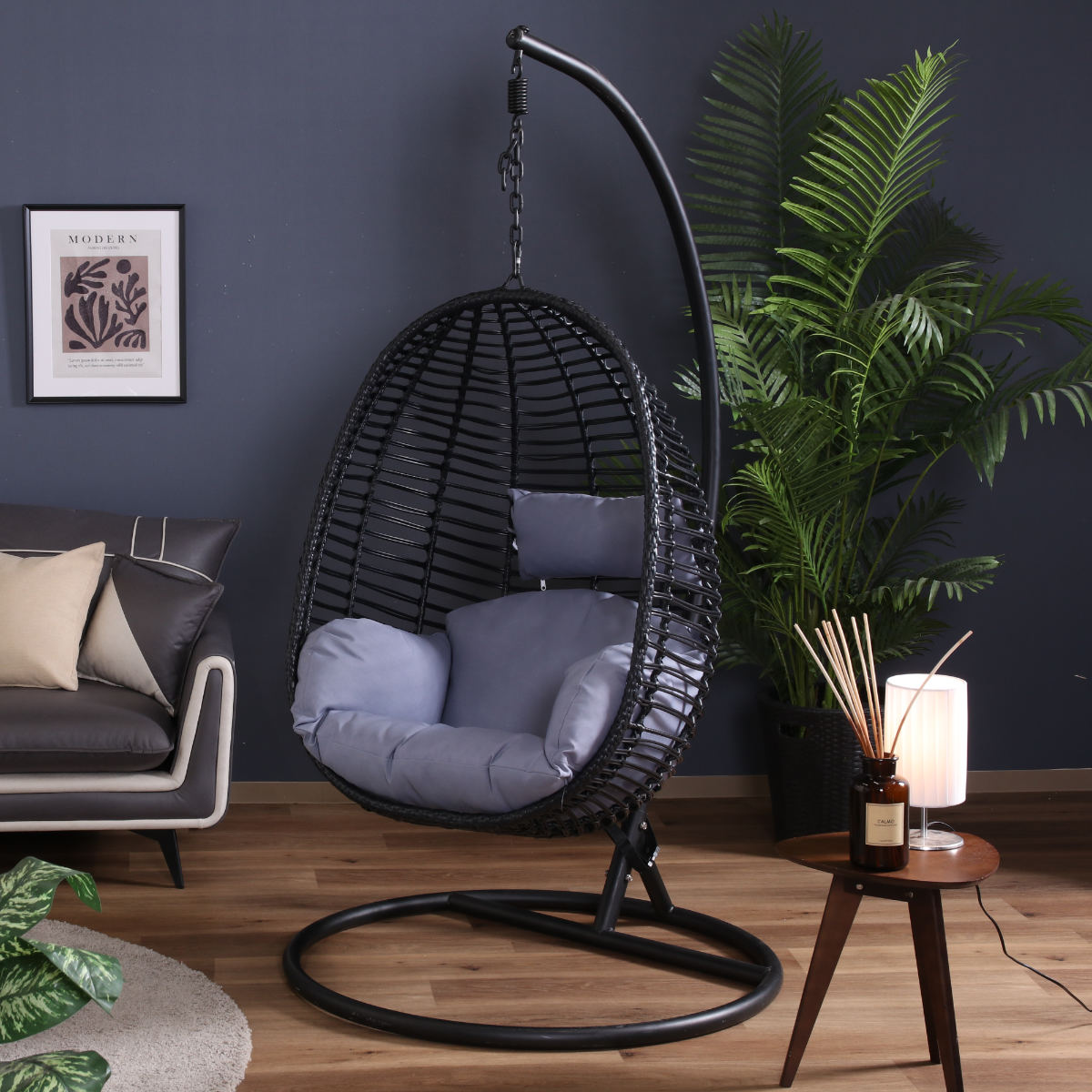 楽天市場】ハンギングチェア たまご型 クッション付 （ ガーデン