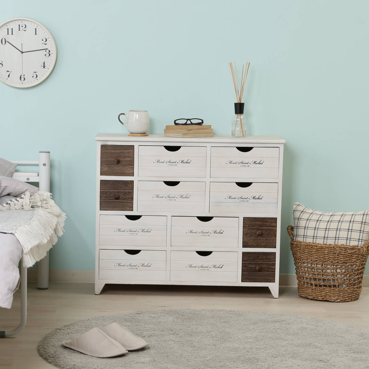 楽天市場】ワイドチェスト 幅84cm 3列4段 アンティーク調 （ 収納 棚