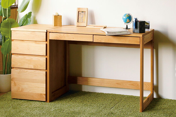 楽天市場】学習机 引出し付 ワークデスク 天然木 アルダー材 オイル