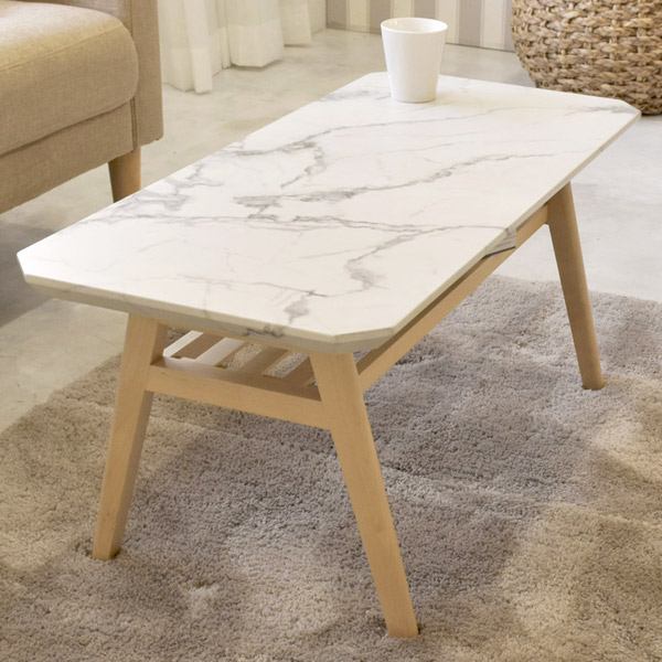 楽天市場】ローテーブル 大理石調天板 天然木フレーム モダンデザイン
