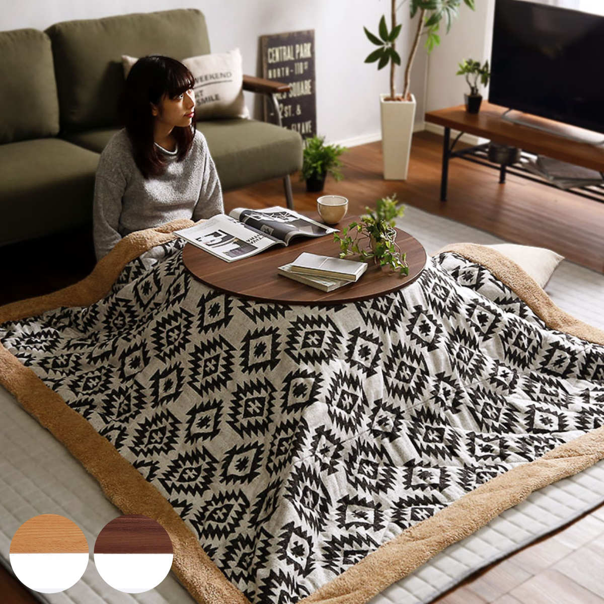 楽天市場】こたつ 幅70cm 円形 テーブル リバーシブル （ 送料無料