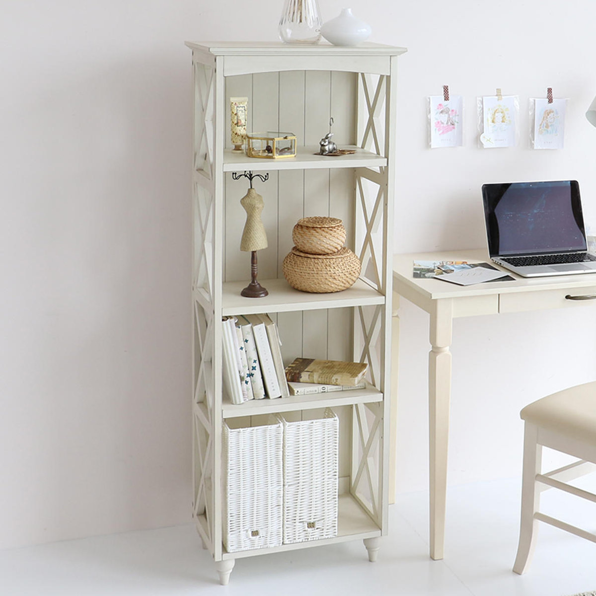 楽天市場】ラック 4段シェルフ 天然木 フレンチカントリー調 ine 幅