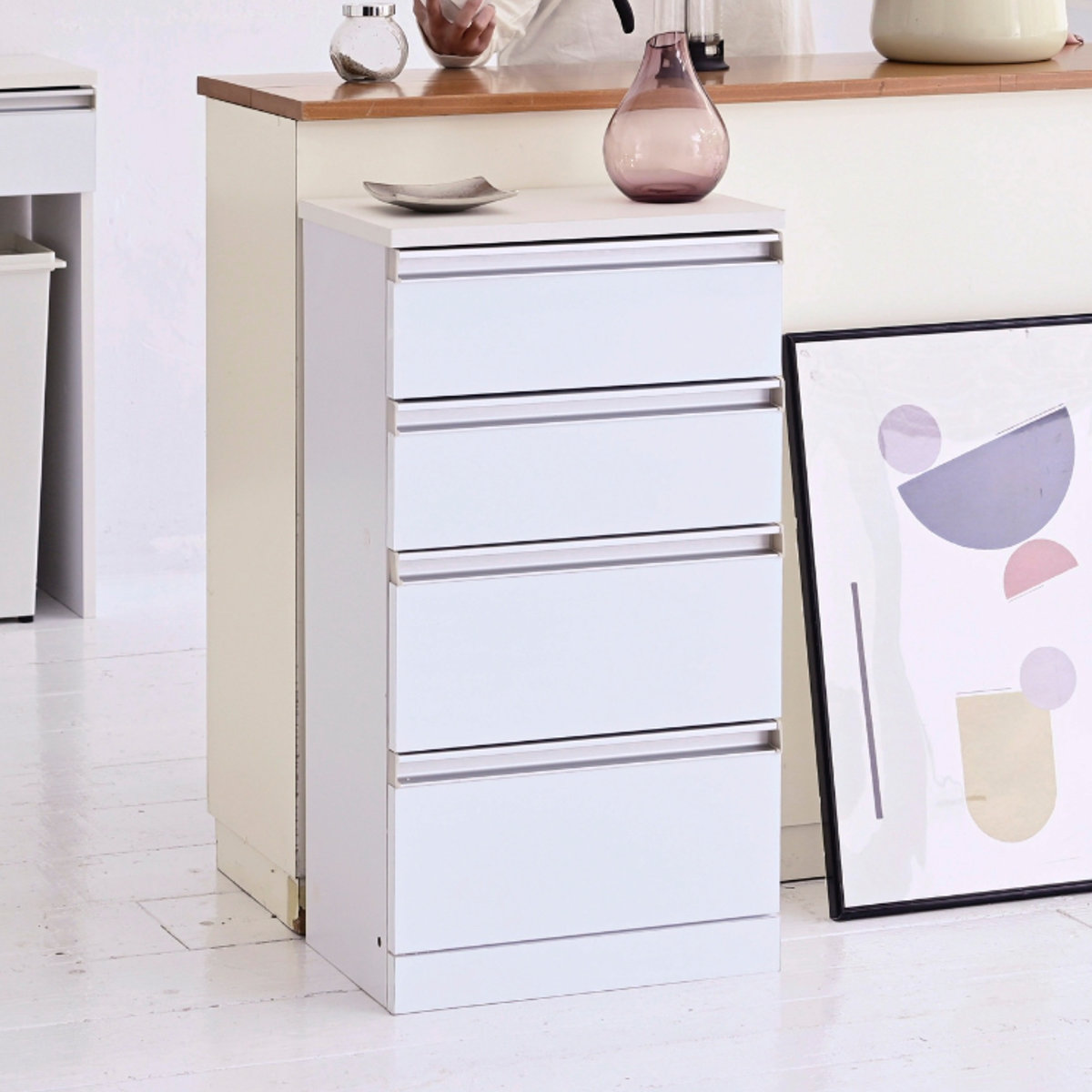 楽天市場】カウンター下収納 チェスト 4段 鏡面前板 幅40cm