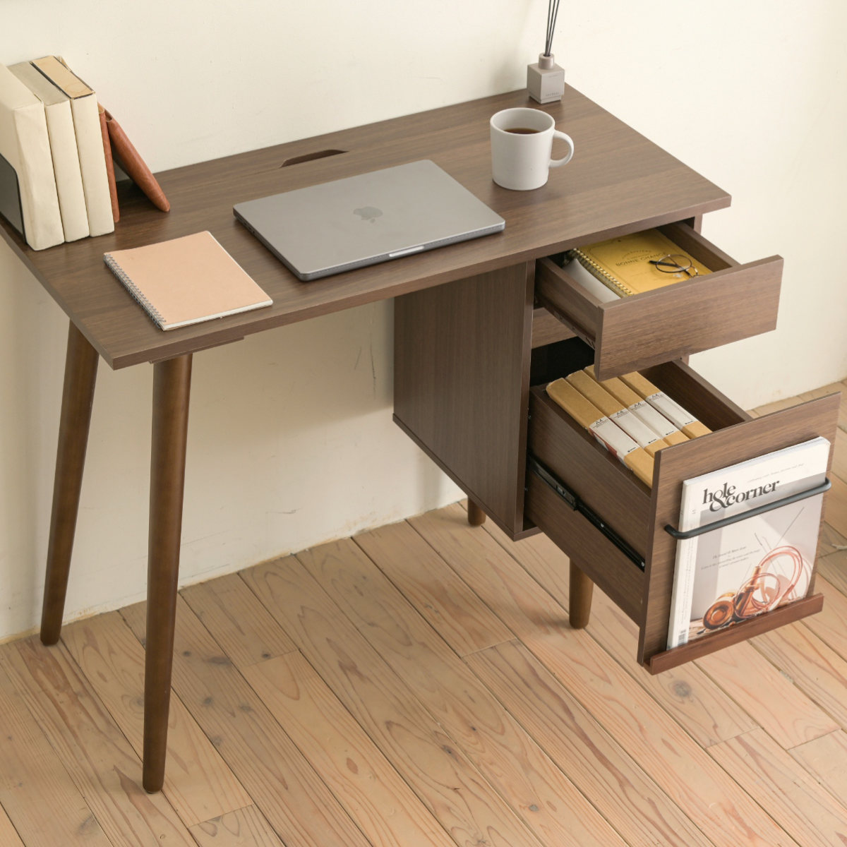 楽天市場】ワークデスク 引き出し付き 木製 幅94cm ディスプレイラック