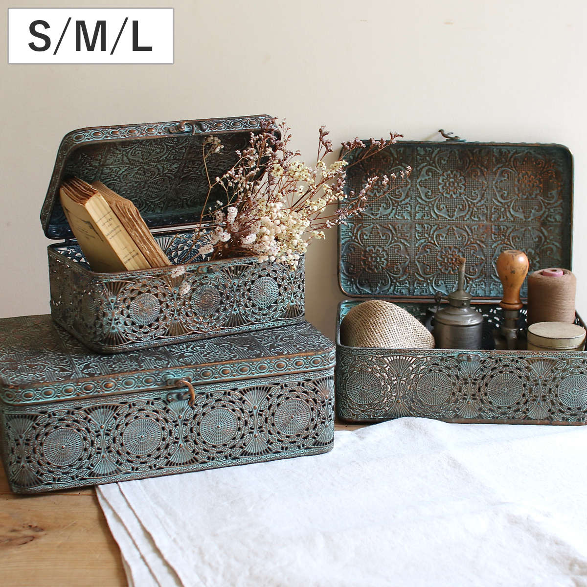 楽天市場】収納ボックス アンクブリキボックス 小物入れ ふた付き