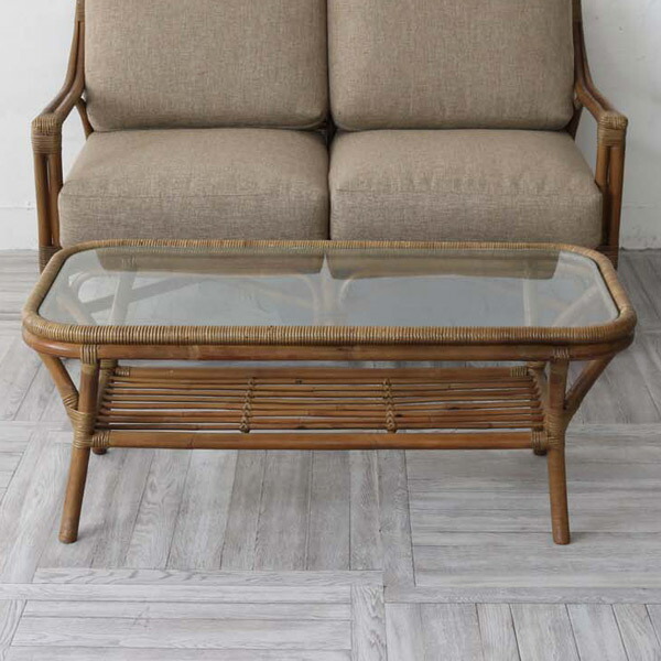 楽天市場】籐 ローテーブル ガラス天板 ラタンテーブル 籐家具 幅100cm