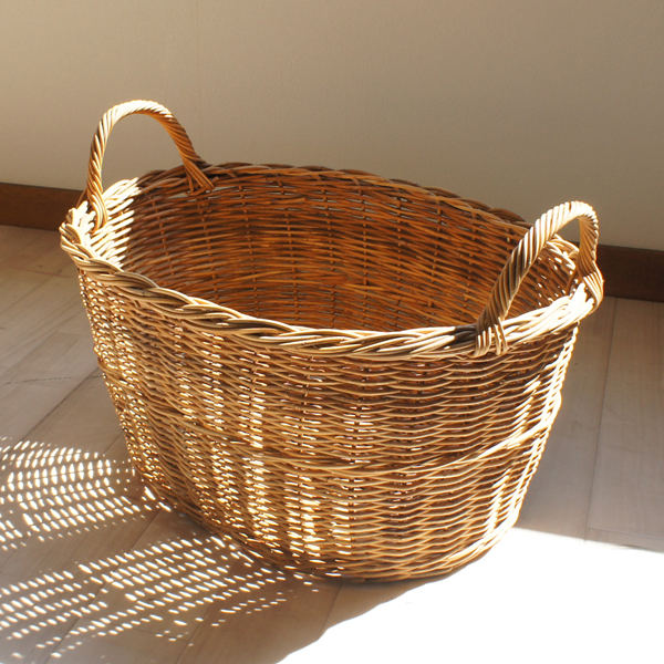 楽天市場】籐 バスケット 持ち手付 楕円型 ラタン製 かご 約幅56cm
