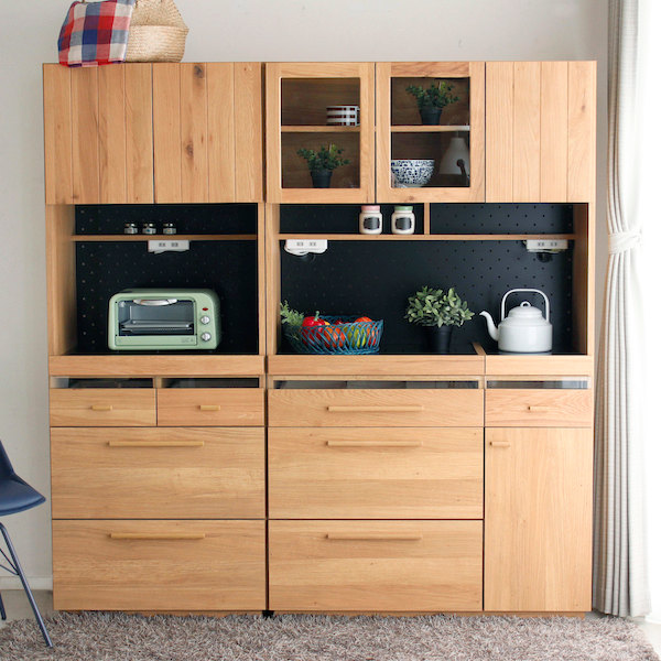 楽天市場】食器棚 北欧風 キッチンボード オーク材 幅105cm （ 送料