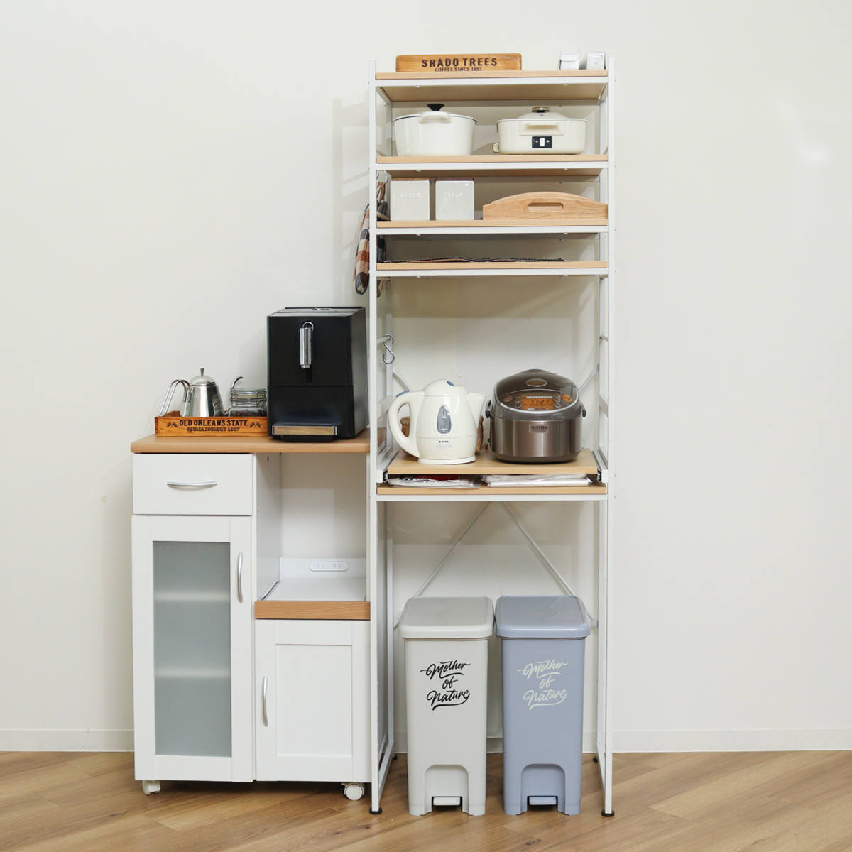 楽天市場】キッチンラック 幅58cm スライド棚 スチール S字フック3個