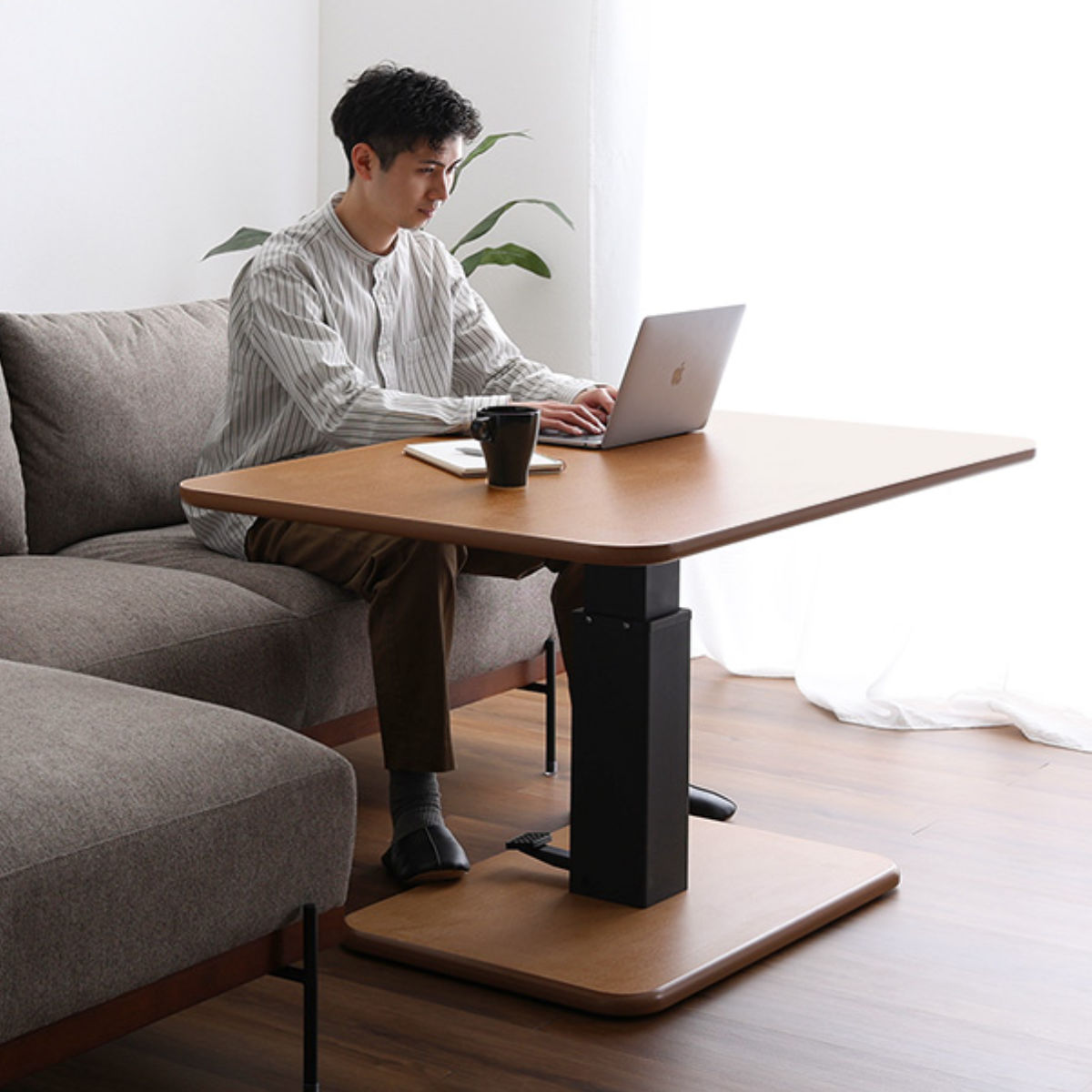 楽天市場】リビングテーブル 昇降テーブル 幅119.5cm ガス圧 無段階