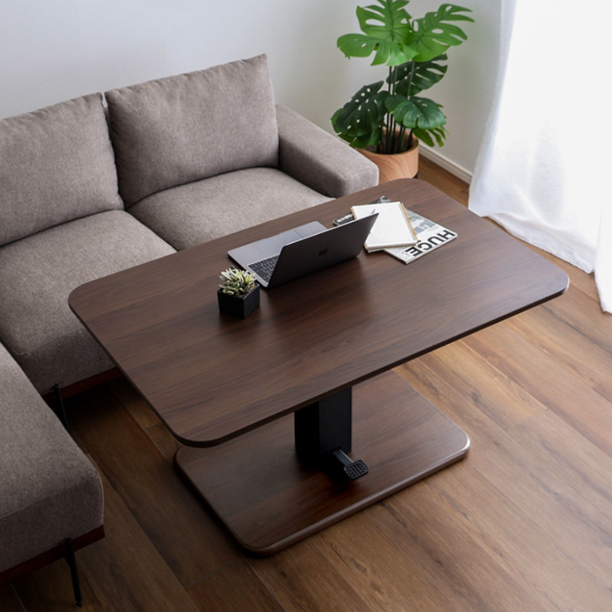 楽天市場】リビングテーブル 昇降テーブル 幅119.5cm ガス圧 無段階