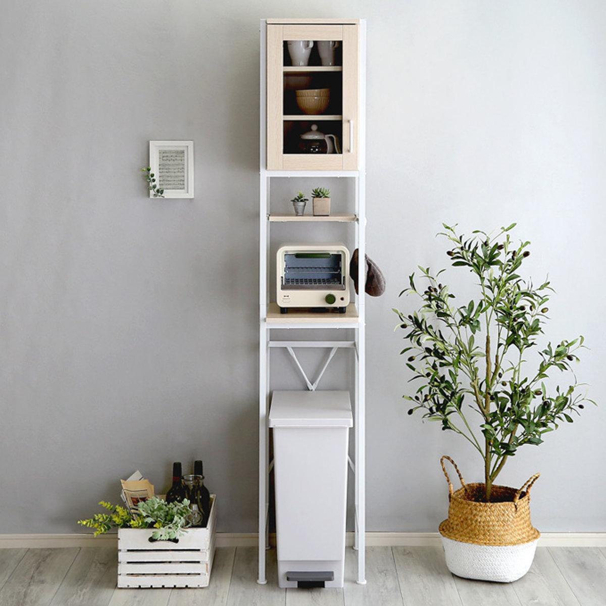 楽天市場】すき間収納 幅34.5cm ごみ箱上ラック ヴィンテージ調