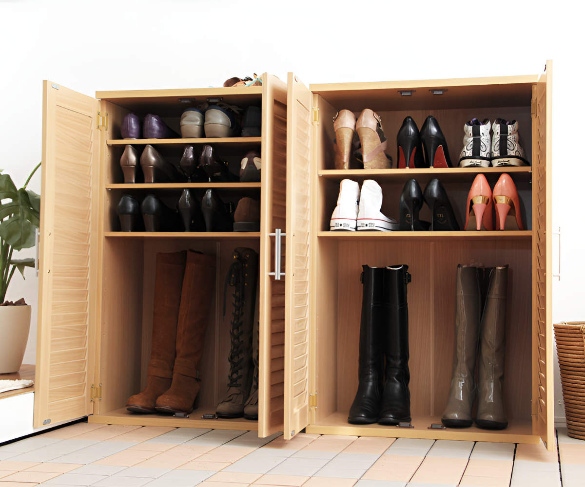 楽天市場】ルーバー扉 シューズボックス 幅60cm 最大42足収納可能 木製
