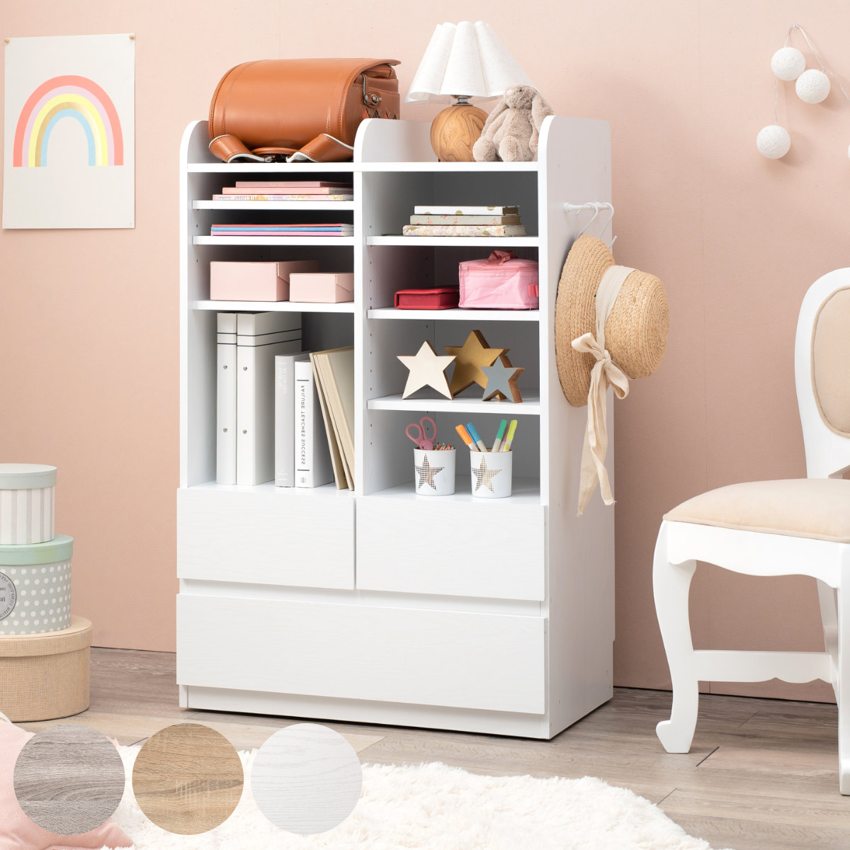 楽天市場】ランドセルラック 幅68.5cm 大容量タイプ 引き出し 木目調