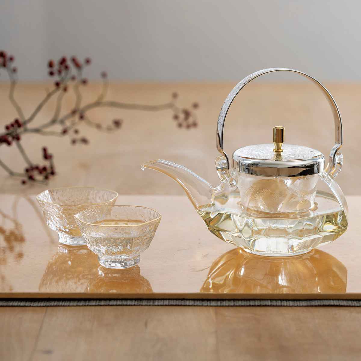 楽天市場】冷酒器 グラス セット 360ml 八角地炉利 耐熱ガラス