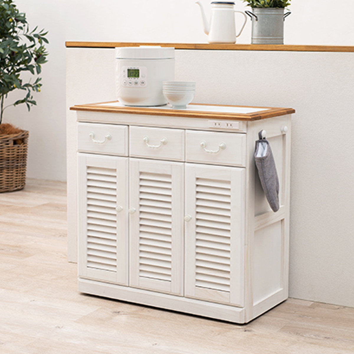 楽天市場】キッチンカウンター タイル天板 コンセント付 幅72cm