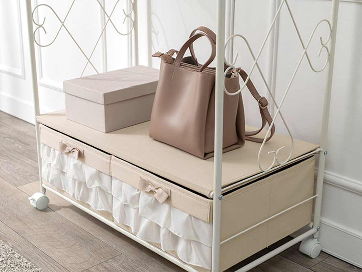 楽天市場】ハンガーラック ロートアイアン 姫系 収納ボックス付 1段2杯