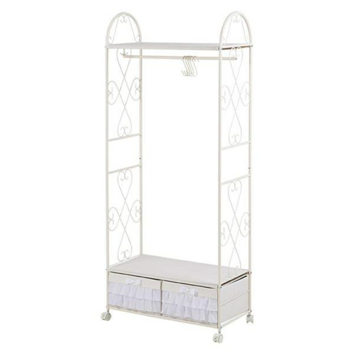 楽天市場】ハンガーラック ロートアイアン 姫系 収納ボックス付 1段2杯