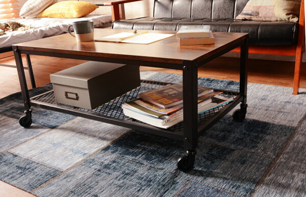 楽天市場】センターテーブル 幅75cm キャスター付き 木目調