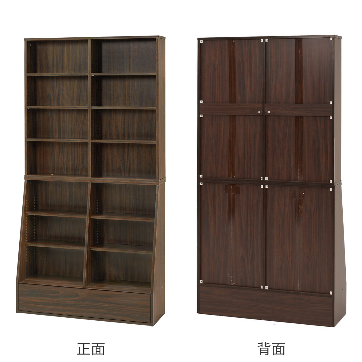 楽天市場】1cmピッチ可動 本棚 幅90cm ハイタイプ 可動棚10枚 引出し付