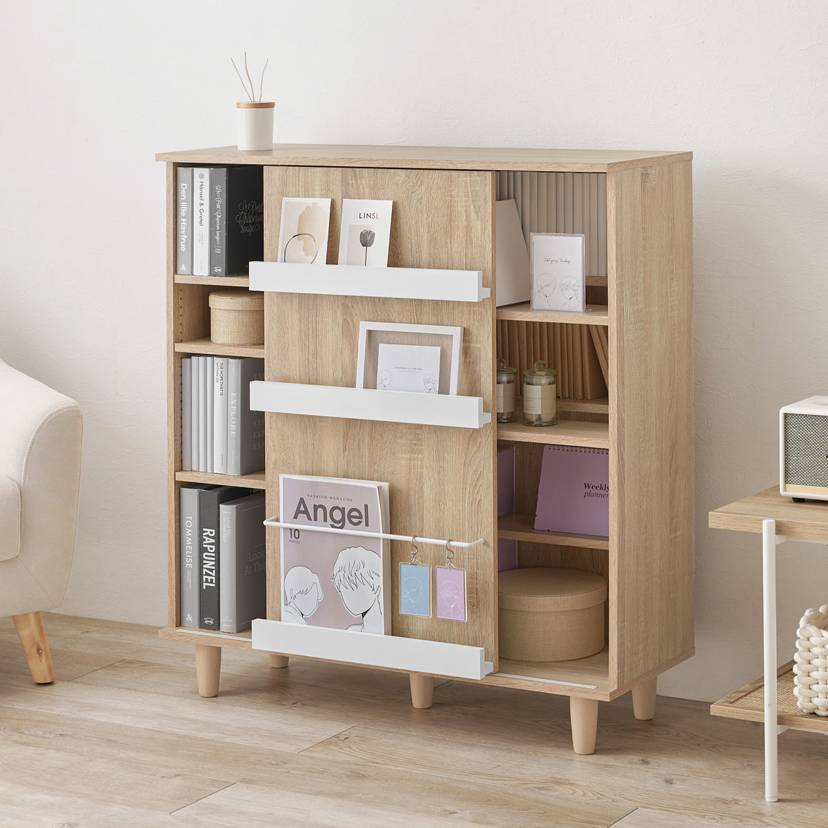 楽天市場】本棚 幅90.5cm コミック約400冊収納 スライドラック 可動棚