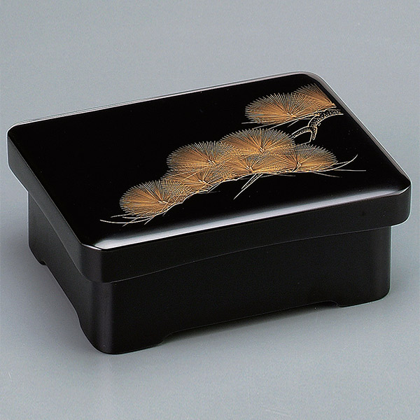 楽天市場】重箱 木製 足付 丼重 黒内朱沈金老松 食器 越前漆器 漆塗