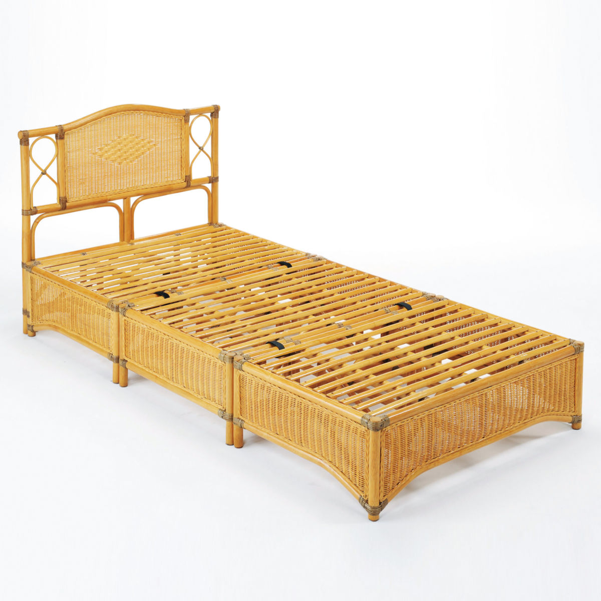 楽天市場】籐 シングルベッド 軽量 3分割 ラタンフレーム （ 送料無料