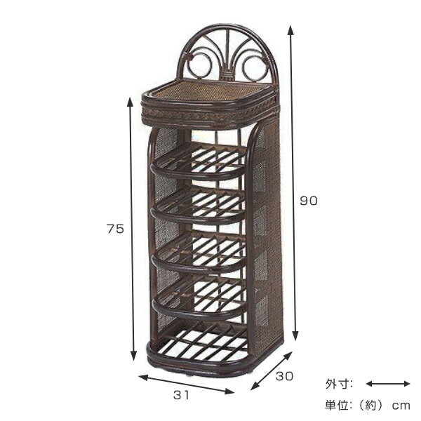 楽天市場】スリッパラック 5段 ラタン製 スリッパ立て 籐家具 幅31cm