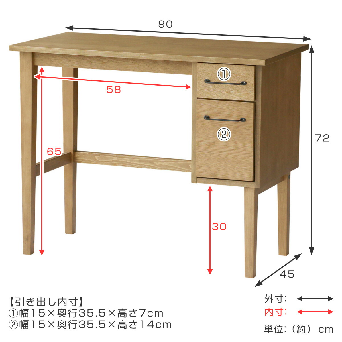 楽天市場】デスク 幅90cm Rasic 木製 （ 送料無料 コンパクトデスク