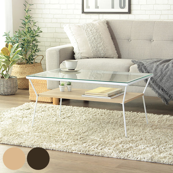 楽天市場】ローテーブル ガラス天板 棚付 スタイリッシュ Laulu 幅80cm