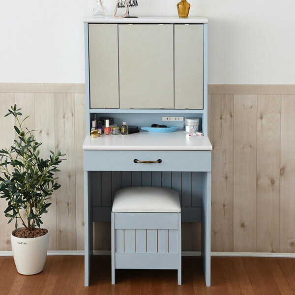 楽天市場】ドレッサー 幅60cm スツール付き 三面鏡 フレンチカントリー