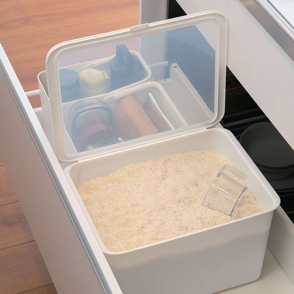 楽天市場】米びつ 10kg Pantry Stock Case フタ付きケース 計量カップ