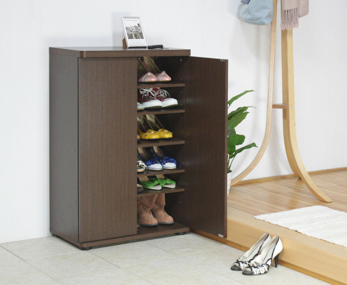 楽天市場】下駄箱 幅59.5cm 6段 可動式 木製 （ シューズボックス 収納