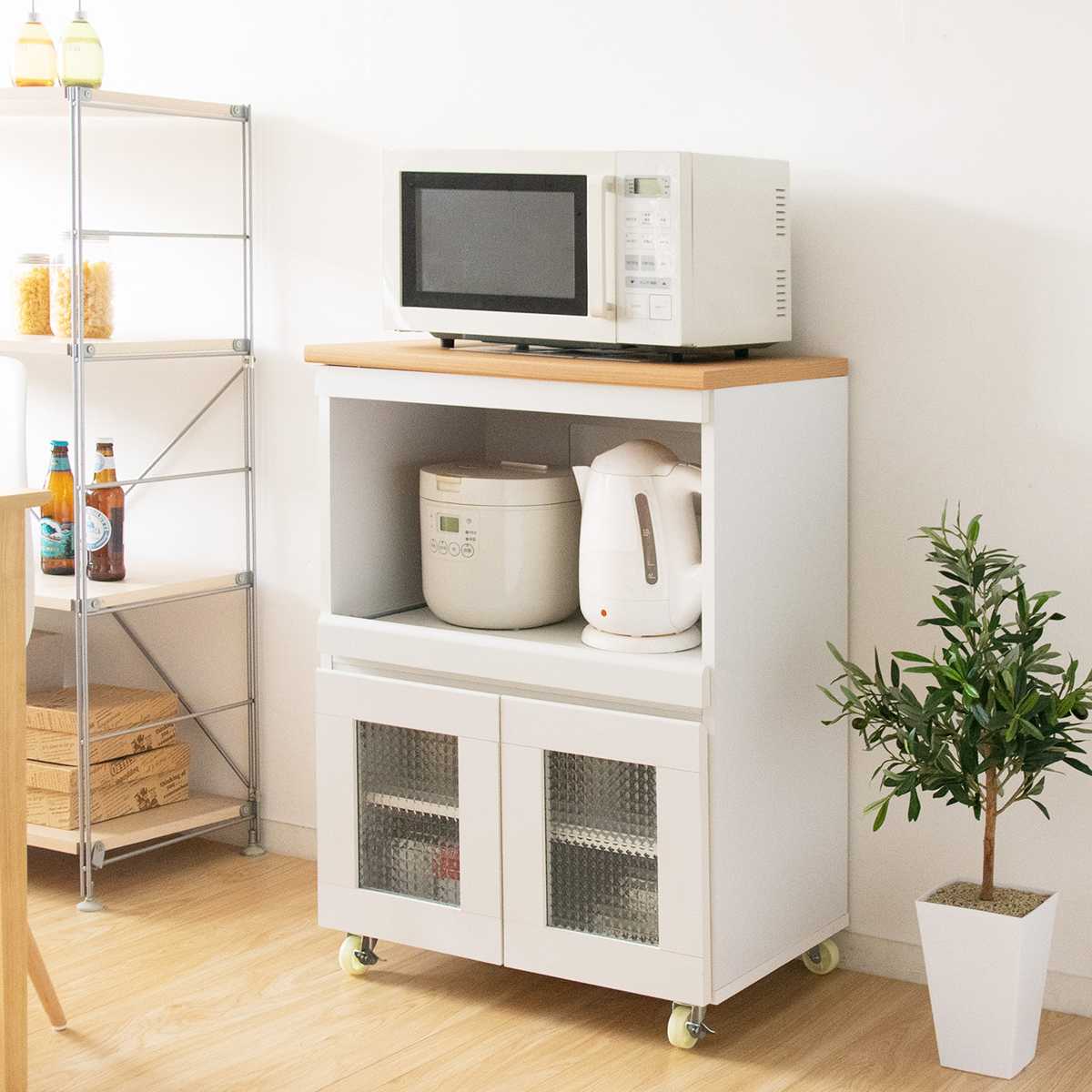 楽天市場】キッチンラック 幅60cm カントリー調 タイルトップ スライド