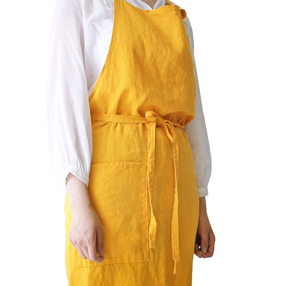 楽天市場】エプロン 麻100％ 無地 ポケット付き ループ付き Linne
